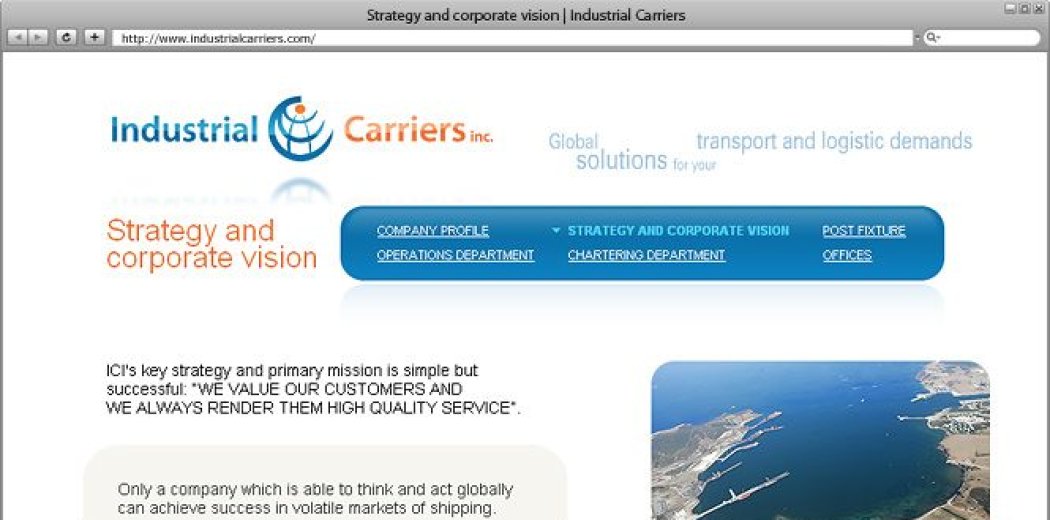 Логотип і сайт компанії «Industrial Carriers»