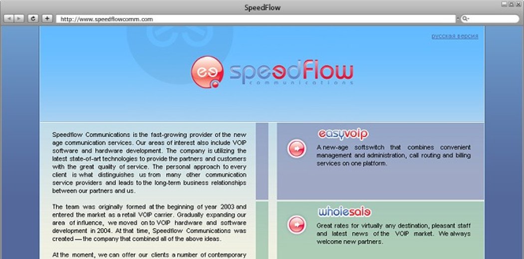Перша версія сайтів «Speedflow»